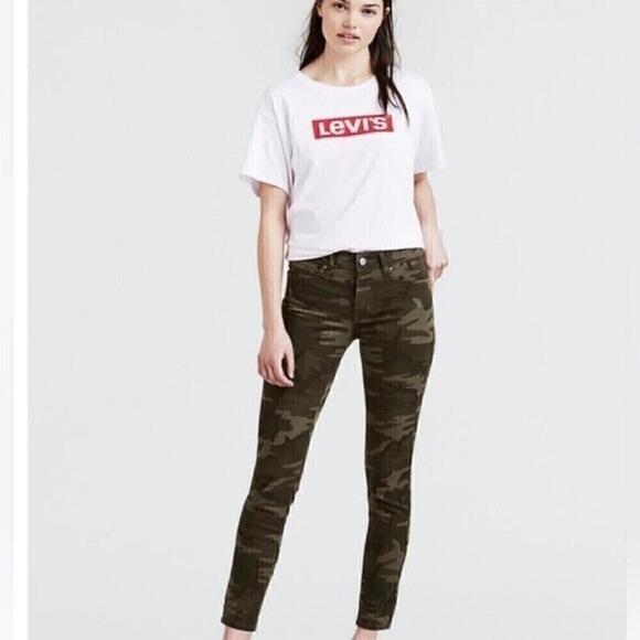 New LEVI'S Women's 711 Skinny Ankle, pants Jeans camo size 00, waist 24 - Picture 1 of 12